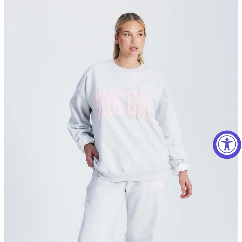 Women's Gray and Pink The Bar Sweatshirt Crewneck